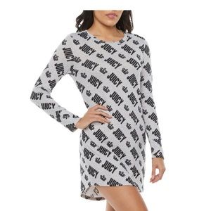 Juicy By Juicy Couture Womens Long Sleeve Crew Neck Nightshirt Grey Logo